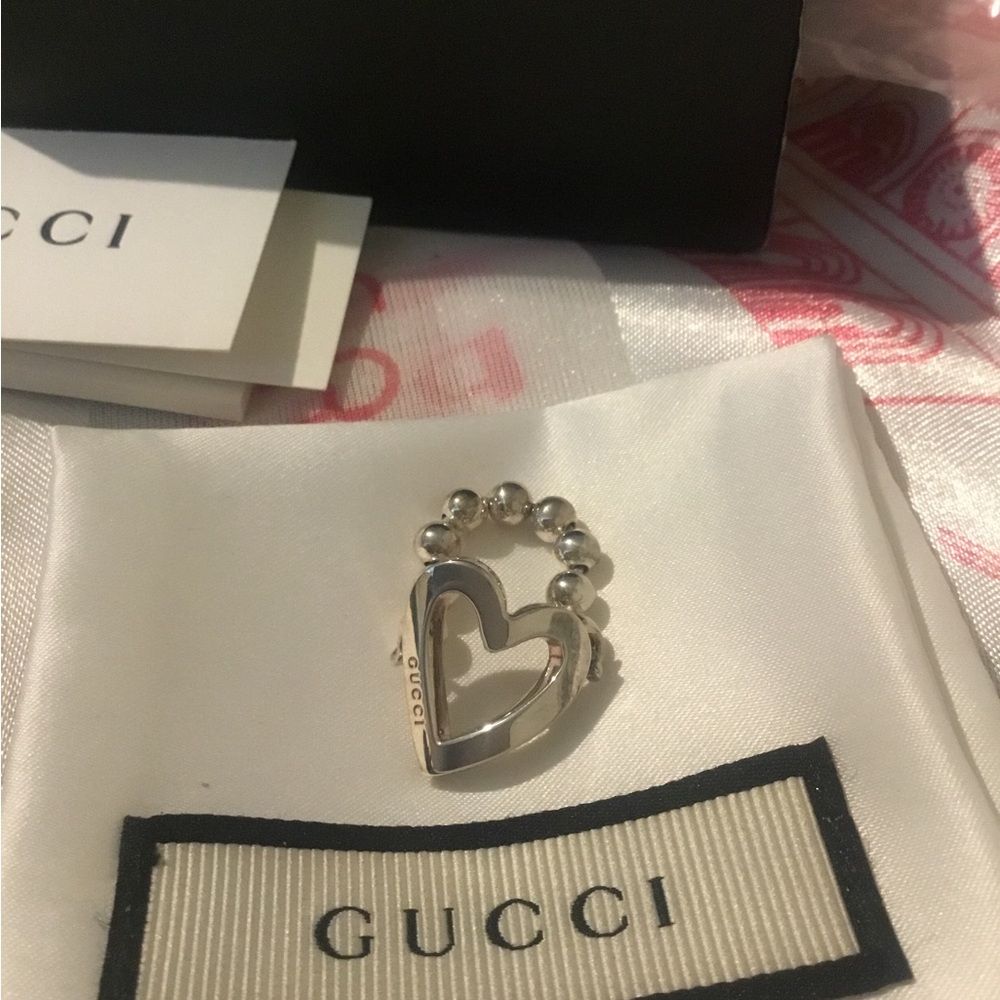 Authentic Gucci Toggle Logo Sterling Silver Heart… - image 1